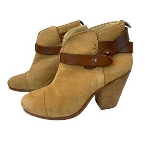 Rag & Bone Newbury Suede Leather Ankle Boots Size 37 Tan Brown